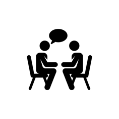 Icon of two people sitting talking